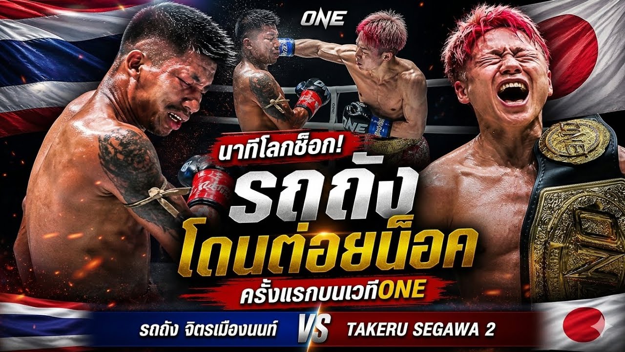 ช็อกทั้งวงการ! รถถังโดนต่อยน็อคครั้งแรกบนเวทีONE รถถัง จิตรเมืองนนท์ vs Takeru Segawa 2 2026-06-19 18:23 background