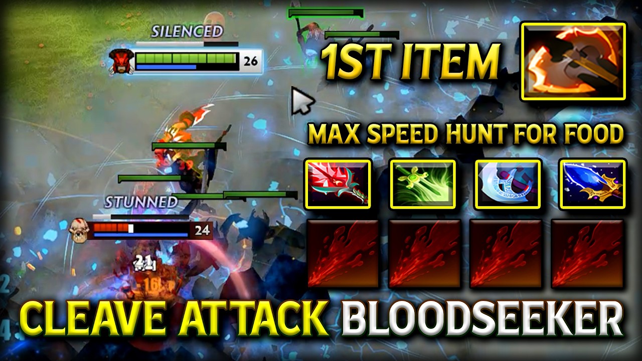EPIC CLEAVE ATTACK CARRY BLOODSEEKER With New Meta Battle Fury item Max Speed Hunt For Food DotA 2