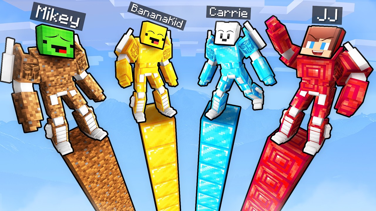 JJ vs Mikey vs Friends: TOWER TRANSFORMERS BATTLE in Minecraft...