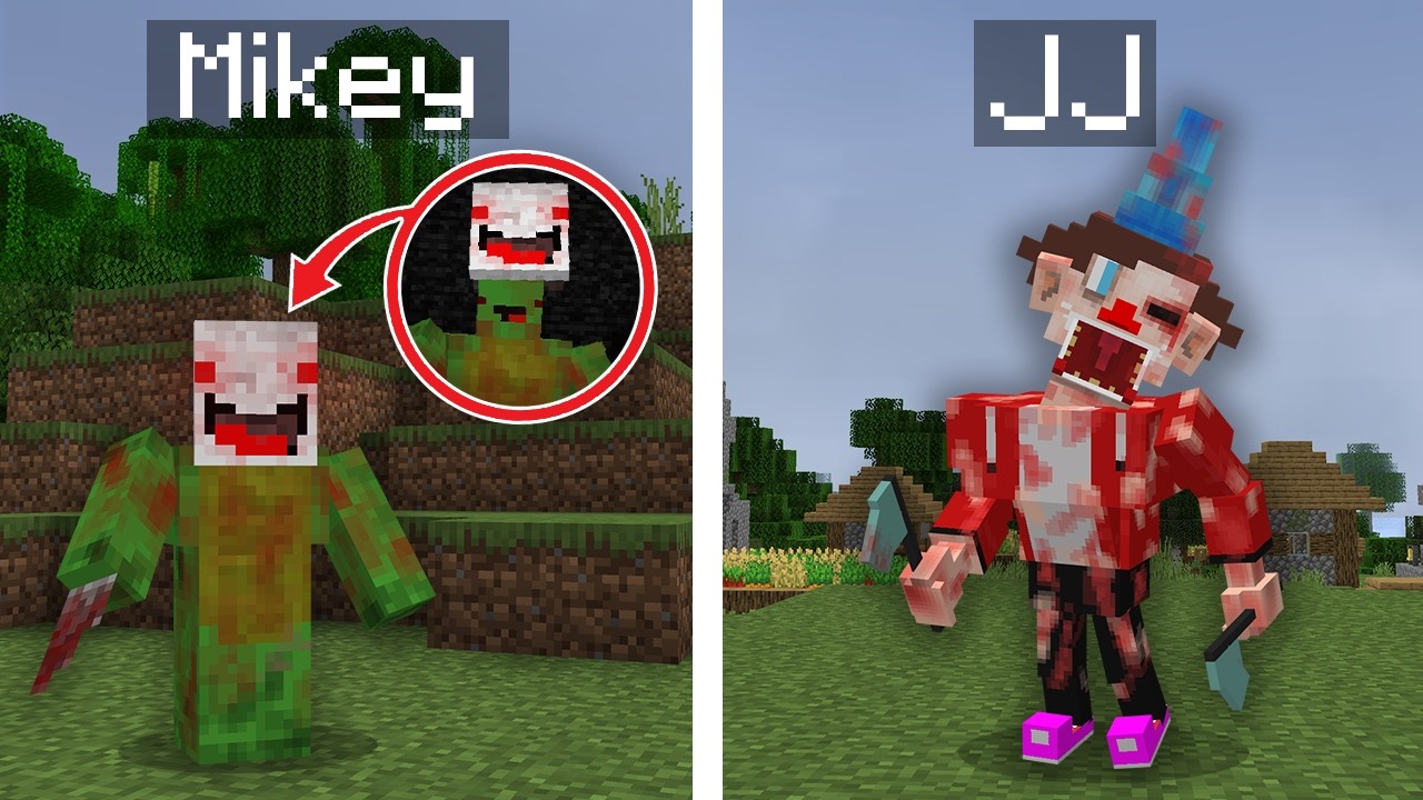 JJ and Mikey SCARY CLOWNS TRANSFORMATIONS in Minecraft !? Maizen