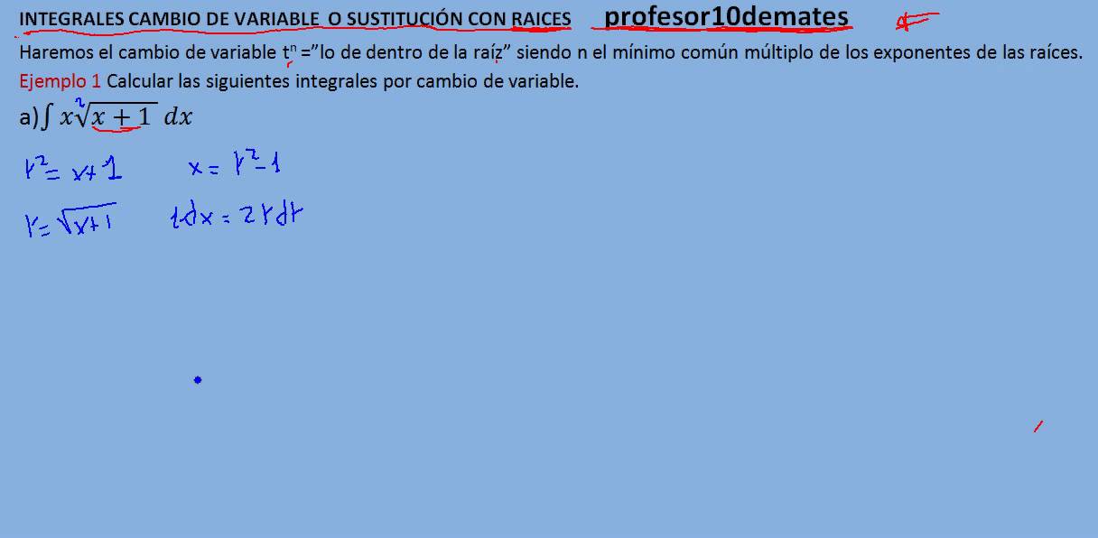 integrar por cambio de variable sustitución