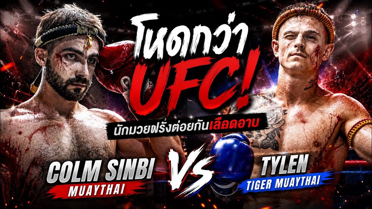 โหดกว่าUFC! นักมวยฝรั่งต่อยกันเลือดอาบ Colm Sinbi Muaythai vs Tylen Tiger Muaythai