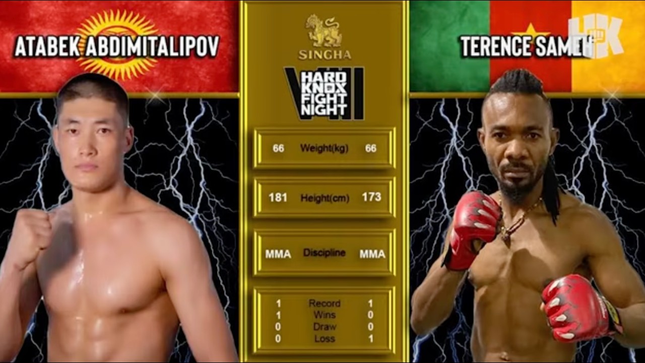 HKFN VIII Terrence Sameh hard as stone african VS Atabek Abdimitalipov one to watch up and comer.