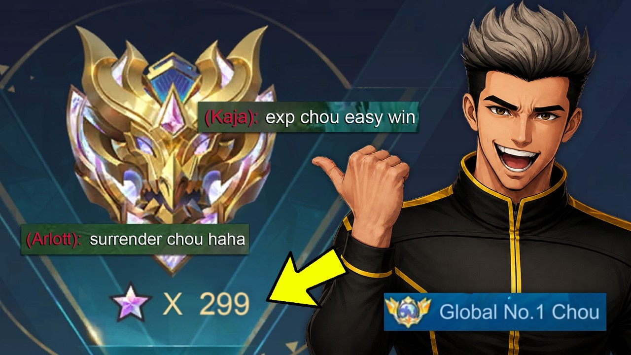 I MET THIS ARROGANT ENEMY IN MY LAST MATCH BEFORE 300 STAR!! GLOBAL CHOU - Mobile Legends