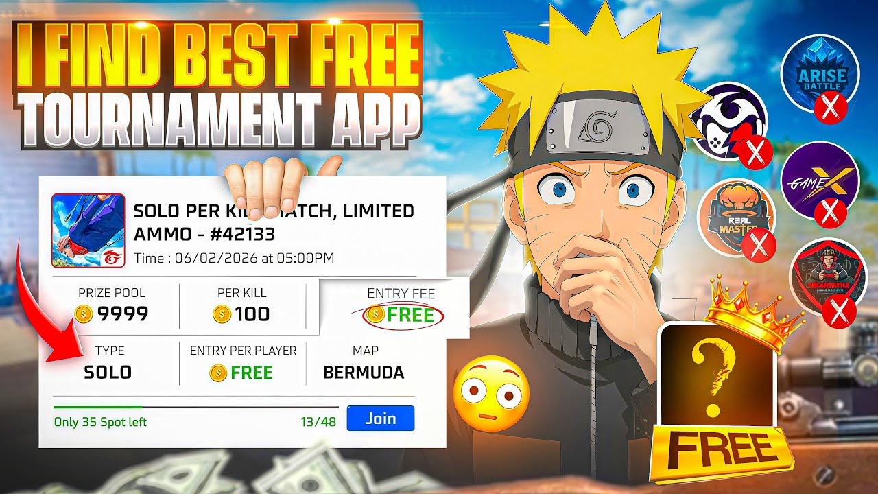 I FIND BEST FREE TOURNAMENT APP💰ENTRY- ₹0🔥PER KILL-10💴|| 100% REAL TOURNAMENT APP EVER ⁉️FREE FIRE