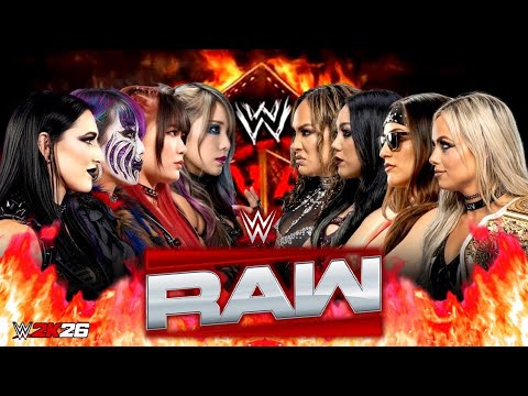 Rhea Ripley, Iyo sky, Asuka, Kairi Sane vs Liv Morgan, Raquel Rodriguez, Roxanne, Nia Jax WWE Raw