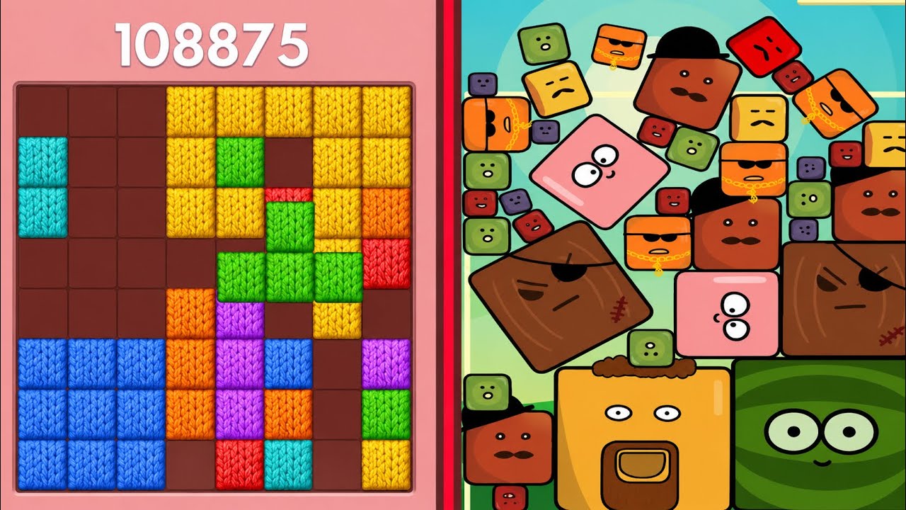 Block Blast Puzzle ๐งฉ VS Square Watermelon ๐๐ฉ Satisfying Mobile Gameplay ๐ฑ๐ฅ