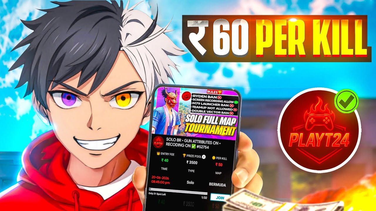 I Play Free Fire Per kill 60âčINR Tournament đ±