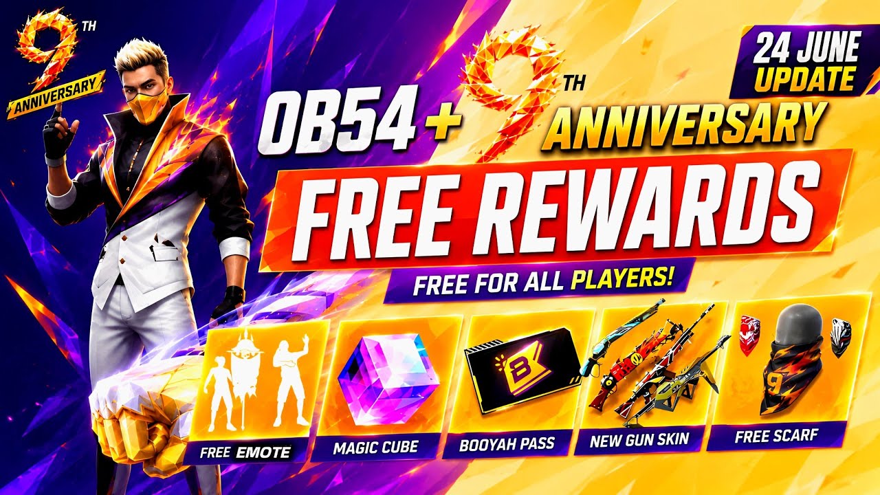 9th Anniversary + Ob 54 update 😲🔥| Free Fire New Event | Ff New Event | Upcoming Events In Free Fire