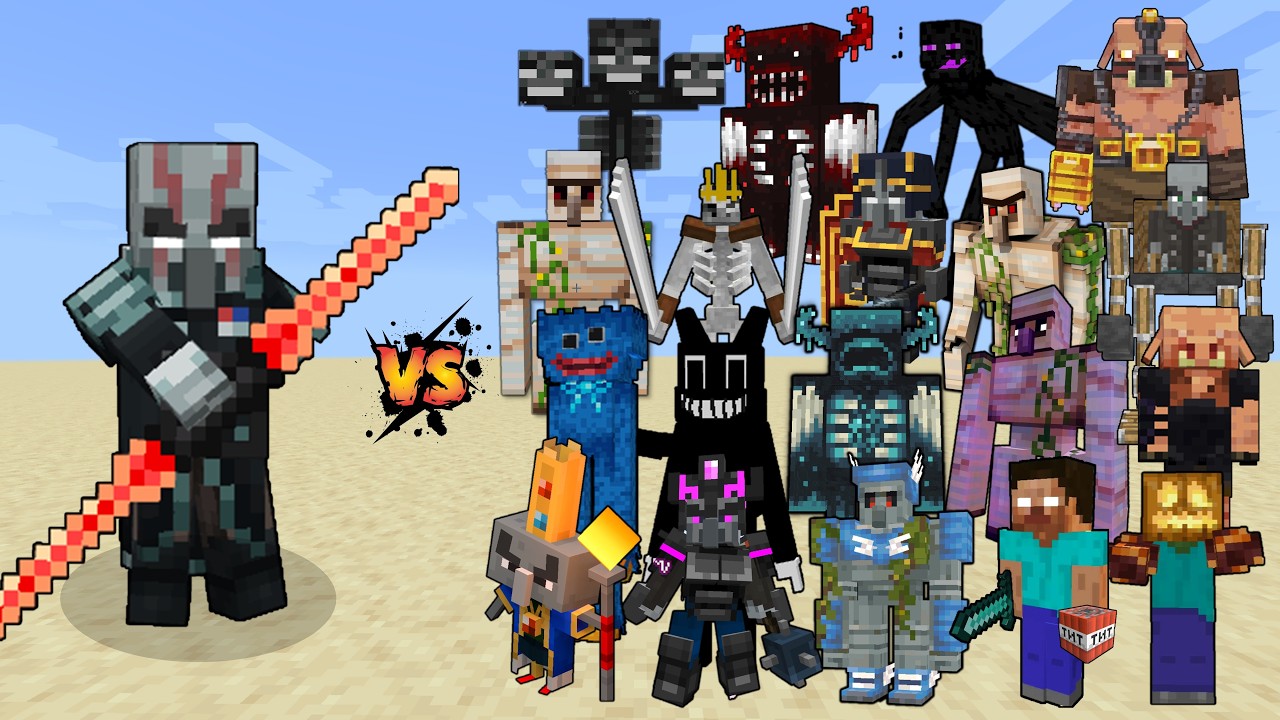 Commander vs Minecraft bosses & Mini Bosses - Minecraft Mob Battle