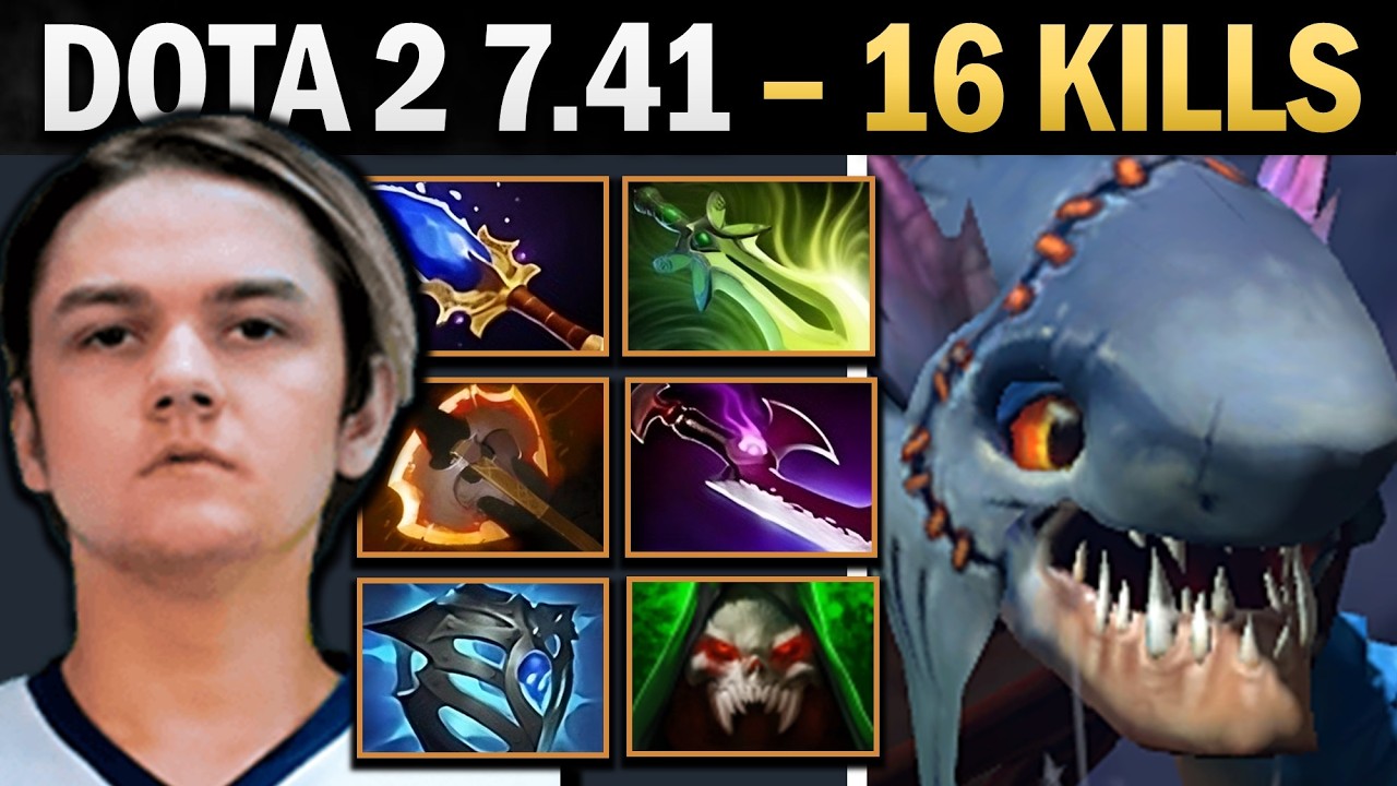 Slark Dota 2 7.41 with 16 Kills and Vladmirs - Dota Gameplay backdrop