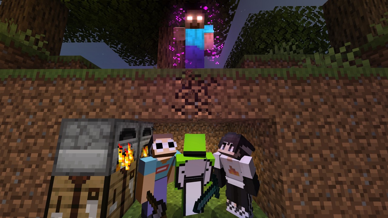 3 Minecraft Speedrunners VS Herobrine background