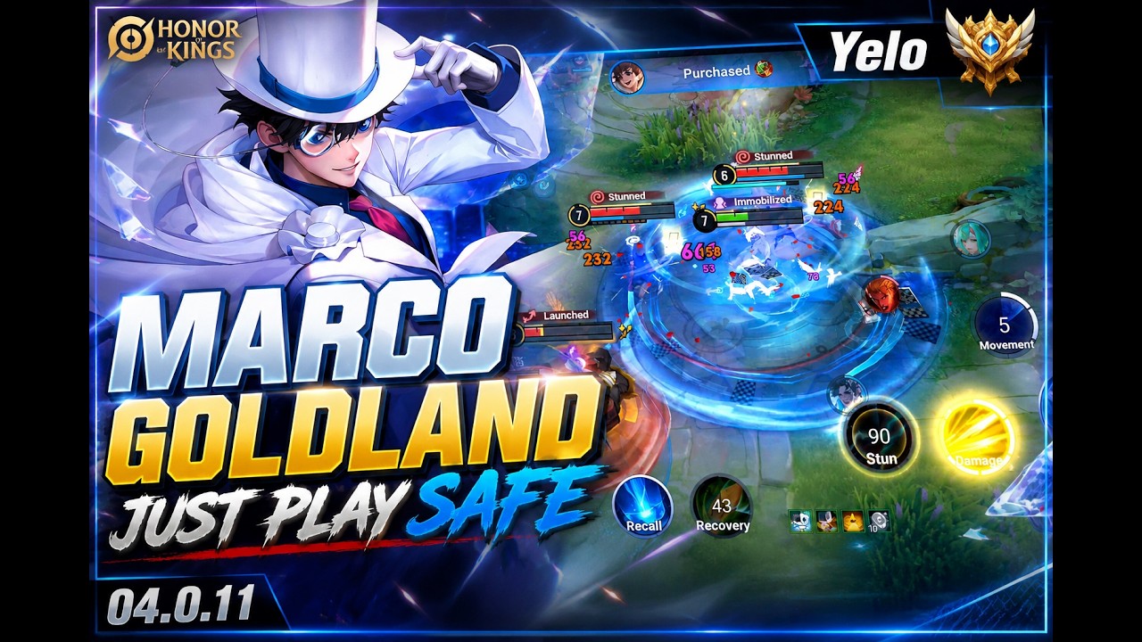 Marco Goldland Just Play Safe! Diamond Rank Gameplay | 4/0/11 KDA | Honor of Kings