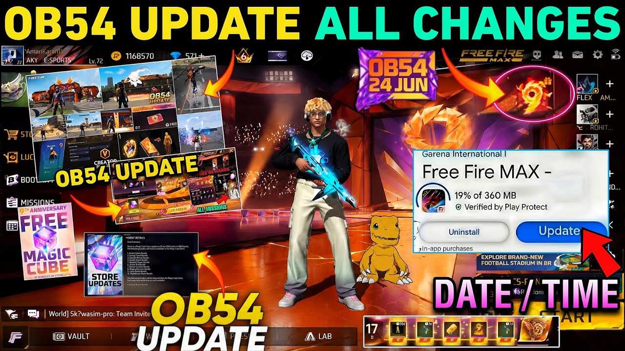 Ob54 New Update 🔥 ALL Changes 🤯 Kya kya aaya Hai in Free Fire | FF NEW EVENT UPDATE GARENA FREE FIRE