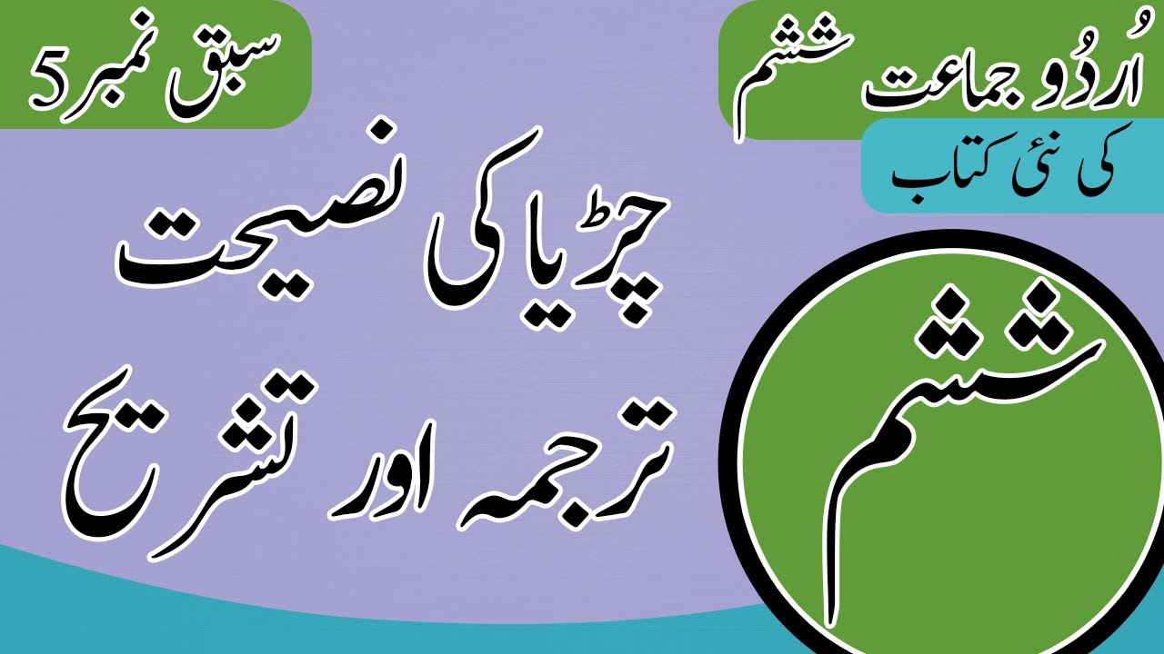 Class 6 Urdu Chapter 5 Words Meaning - 6th Class Urdu Chapter 5 Tashreeh - Urdu Class 6 Chapter 5