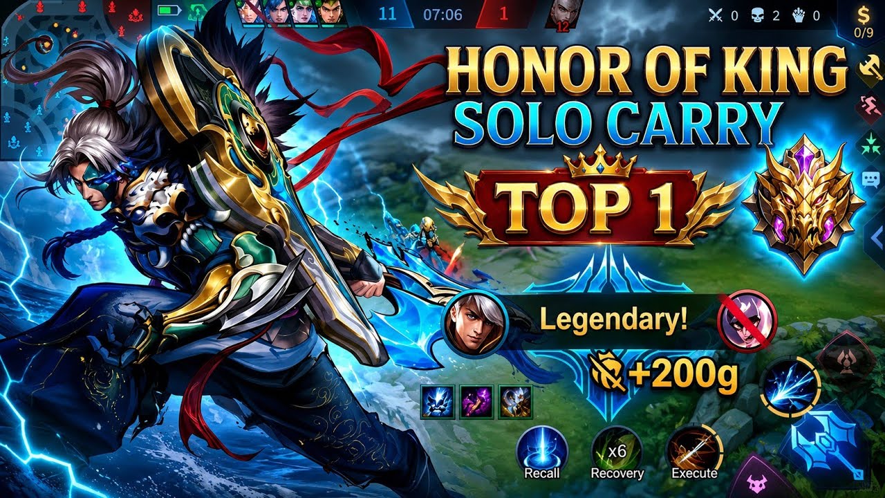 HONOR OF KINGS Belligerence SOLO CARRY TOP1 Gameplay Legendary Kill StreakHOK Highlights@godlikehok