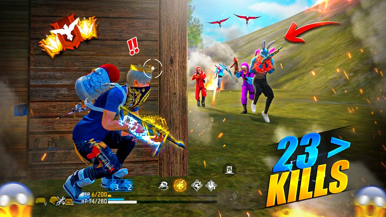 SOLO VS SQUAD 23 KILLS FUNNY GAMEPLAY 🤯 UMP + M60 III 🎯GARENA FREE FIRE - PK GAMERS #freefire