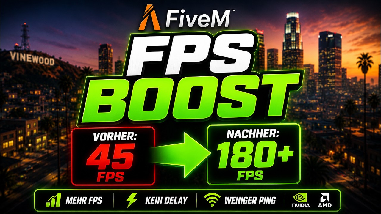 FIVEM FPS BOOST +30-50 FPS MEHR, 0 DELAY & LOWER PING| FIVEM BEST SETTINGS