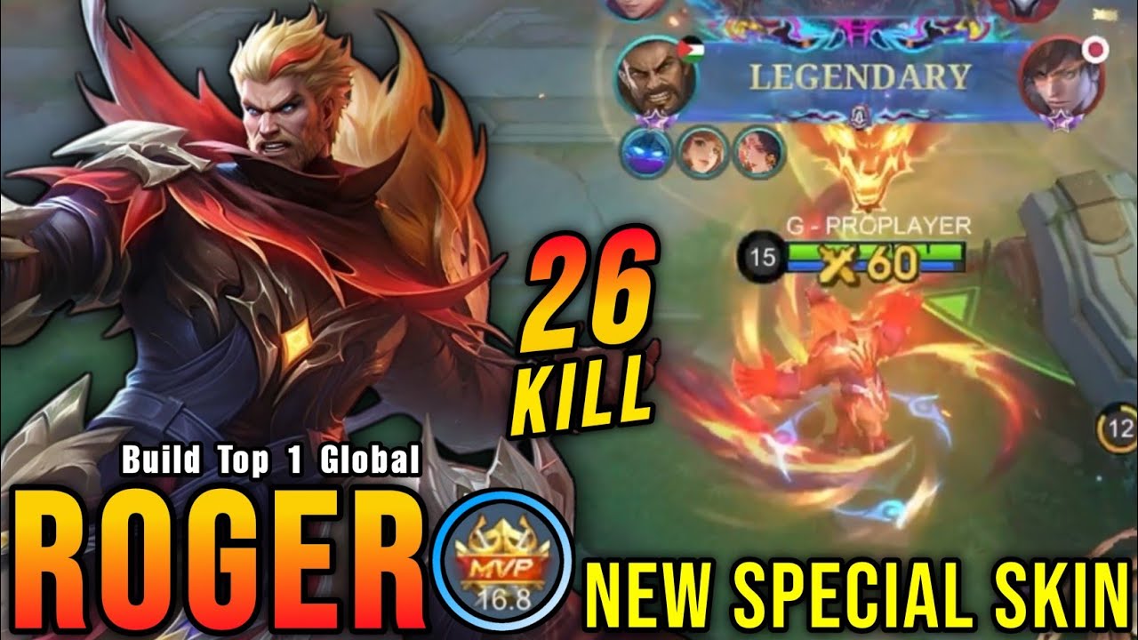 26 Kills!! Ashbone Gunslinger Roger New SPECIAL Skin!! - Build Top 1 Global Roger ~ MLBB