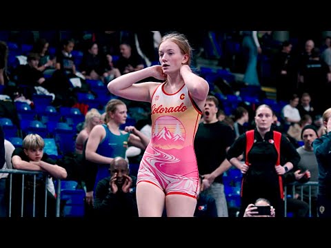 U20 Jordan Heibult (USA) vs Nini Tsitsvidze (GEO) 57kg. Girls youth women's wrestling. B-cam-man