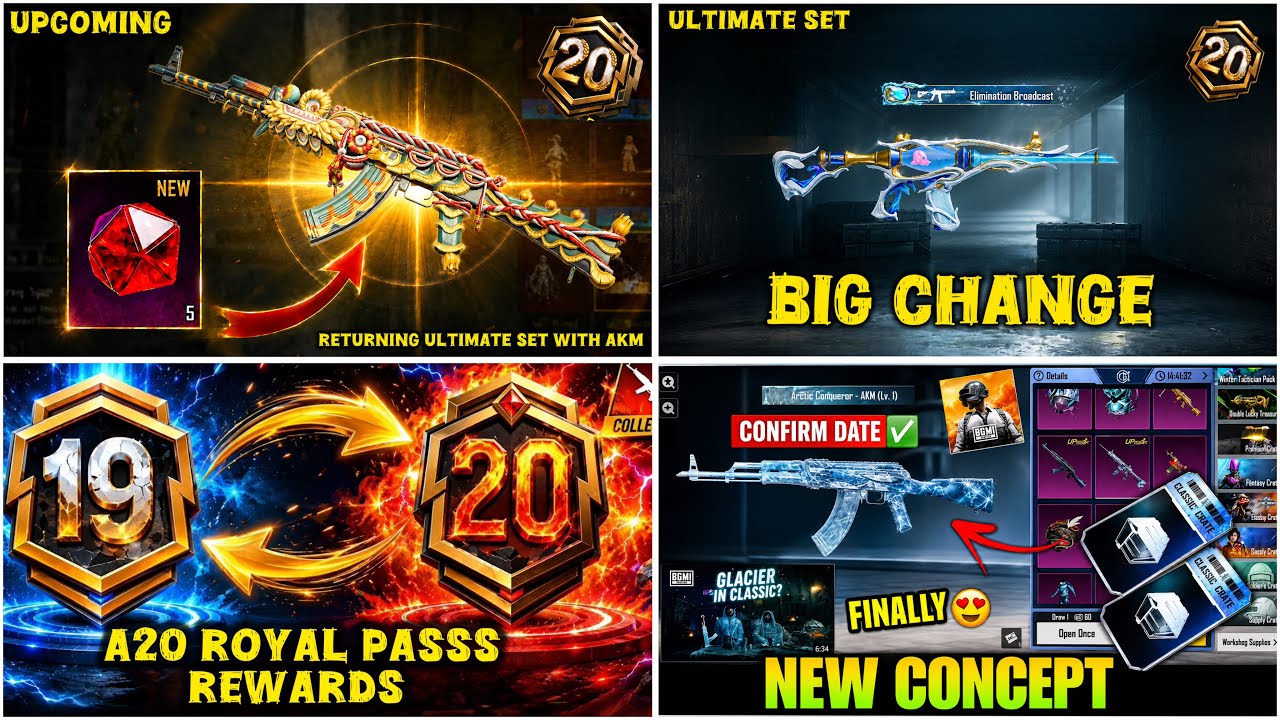PUBG & BGMi 4.5 π NEXT ULTIMATE SET & WITH M4 TIDAL EMBRACE π BGMI NEXT PREMIUM CRATEβ AKM GLACIER
