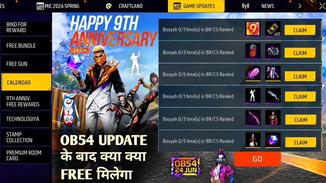 OB54 Update Ke Baad Kya Kya Free Milega 🤯 Toothpaste Free Bundle Kab Milega | 9th Anniversary Reward