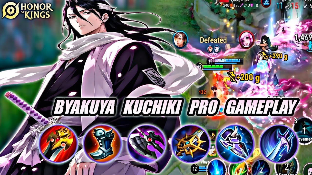 Byakuya Kuchiki Pro Gameplay - 100% NO COUNTER Best Build Item | Honor Of Kings (HOK)