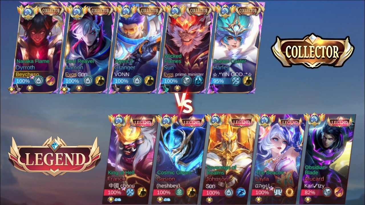 COLLECTOR SQUAD VS LEGEND SQUAD WHO WILL WIN? 5V5 - Mobile legends