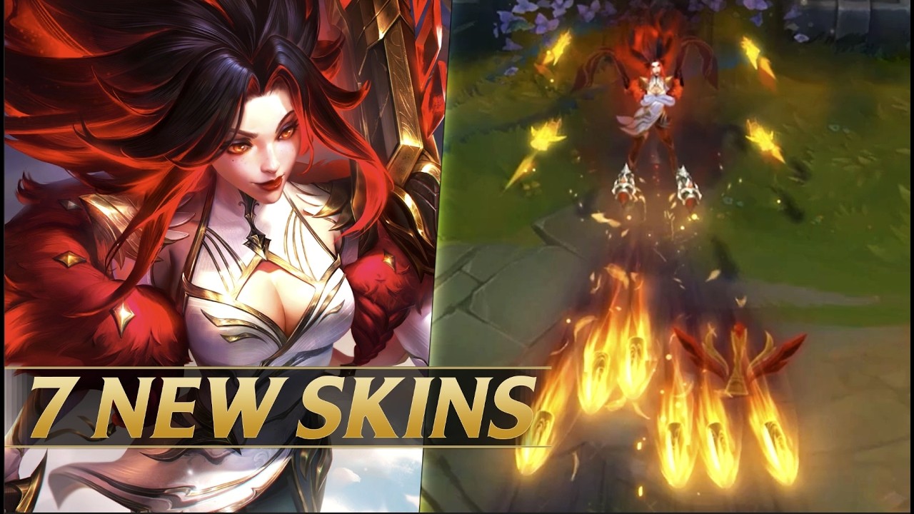7 NEW SKINS - T1 WORLDS & VICTORIOUS RENGAR - League of Legends