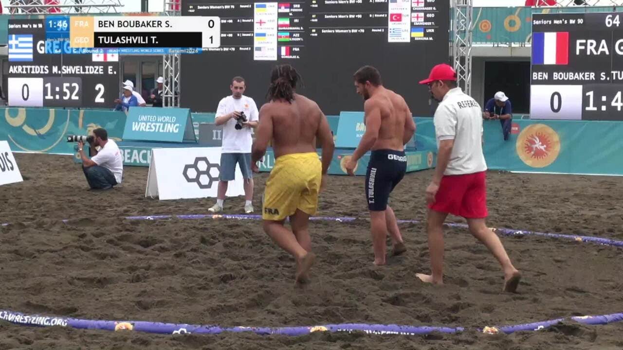 Sofiane Yoan BEN BOUBAKER (FRA) vs. Tornike TULASHVILI (GEO) • C | Round 2 • Men's BW 90Kg background