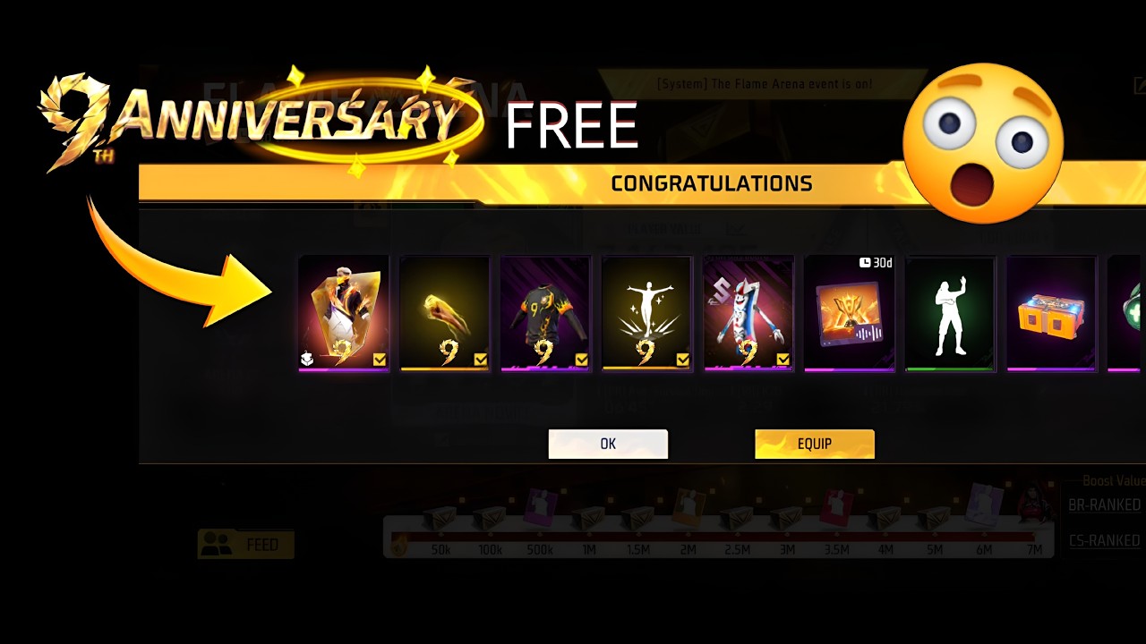 9th Anniversary Rewards Free Event in free fire π₯