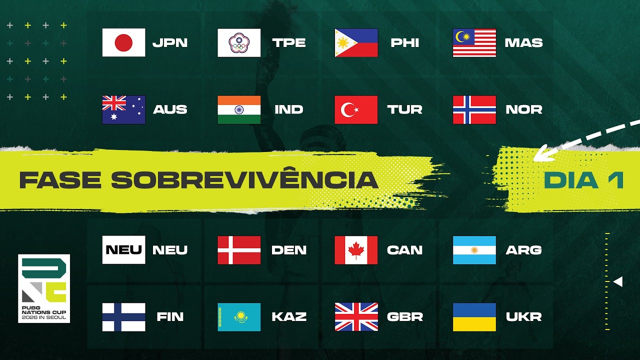 PUBG Nations Cup 2026 - Fase de Sobrevivência Dia 1