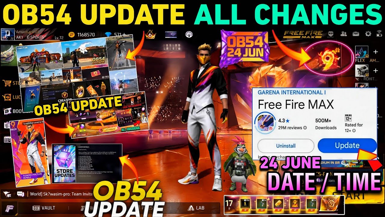Ob54 New Update 🔥 ALL Changes 🤯 Kya kya aaya Hai in Free Fire | FF NEW EVENT UPDATE GARENA FREE FIRE