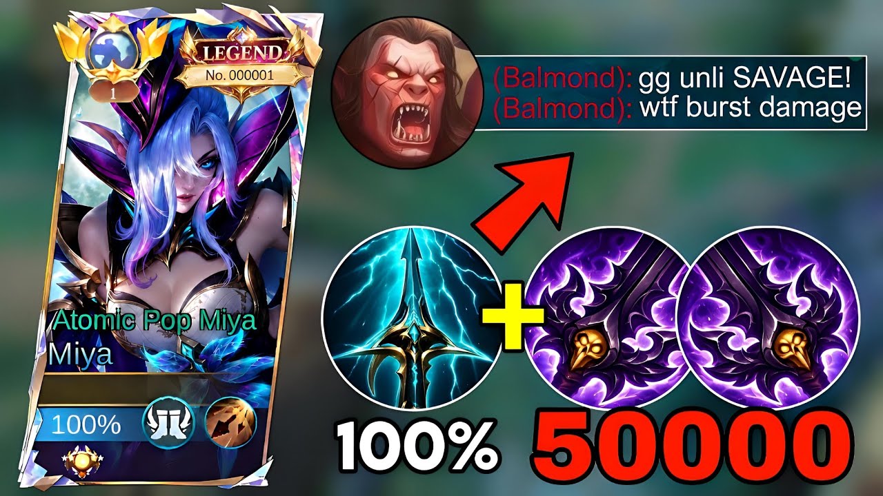 GLOBAL 1 MIYA WTF 1 HIT SAVAGE BUILD!! +99999% DMG HACK = UNLI SAVAGE!!😱 Top 1 Global Miya Gameplay!