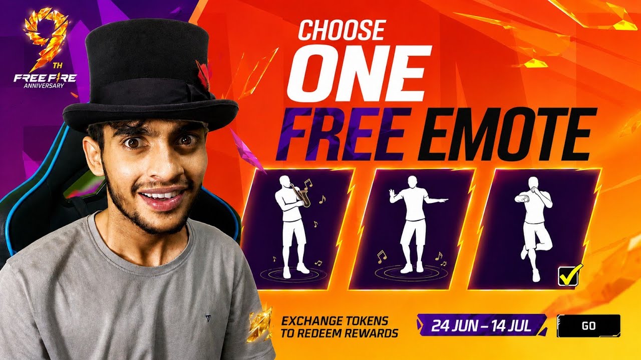 9TH ANNIVERSARY FREE EMOTE ЁЯе│ Free Fire Max