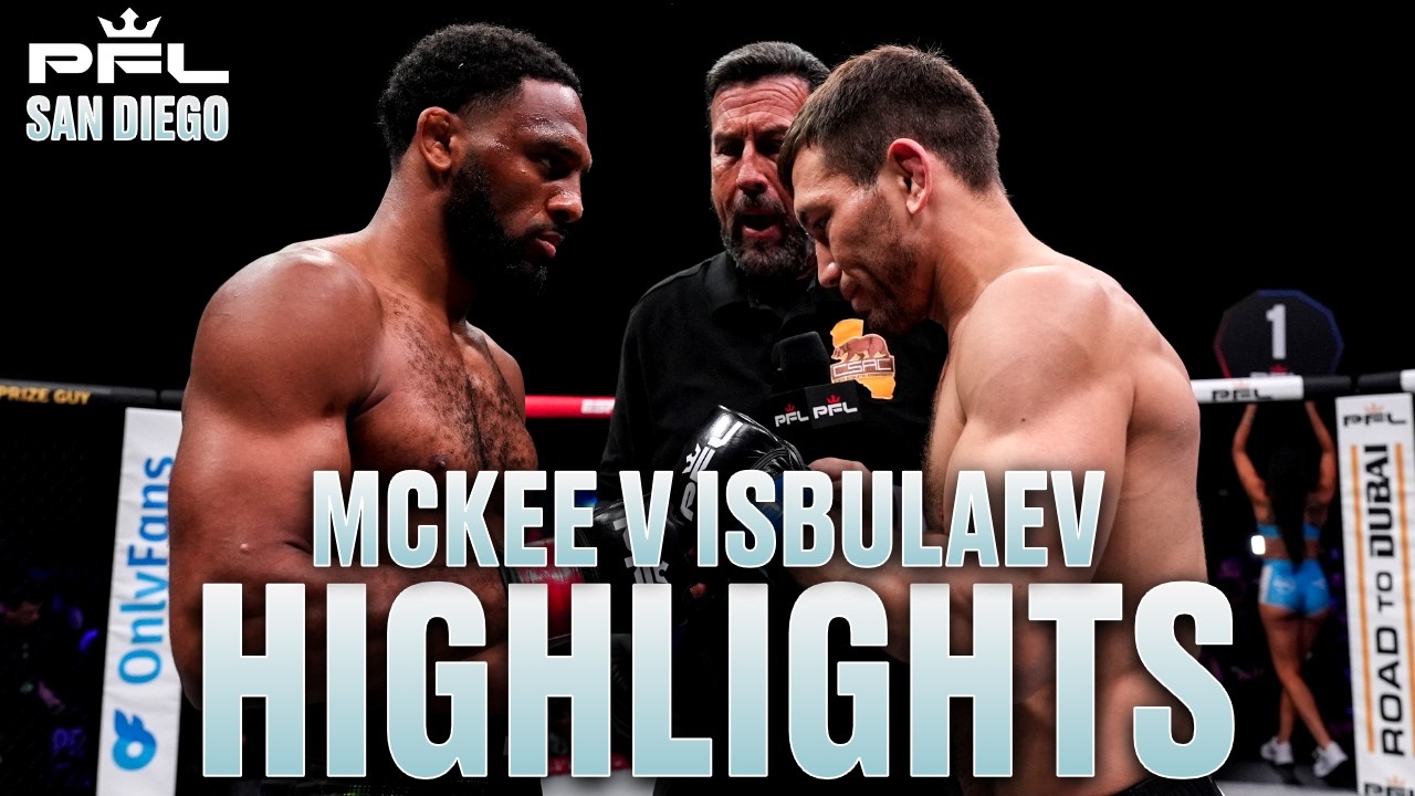 INCREDIBLE FIGHT!! | AJ McKee v Salamat Isbulaev | Highlights | PFL San Diego background