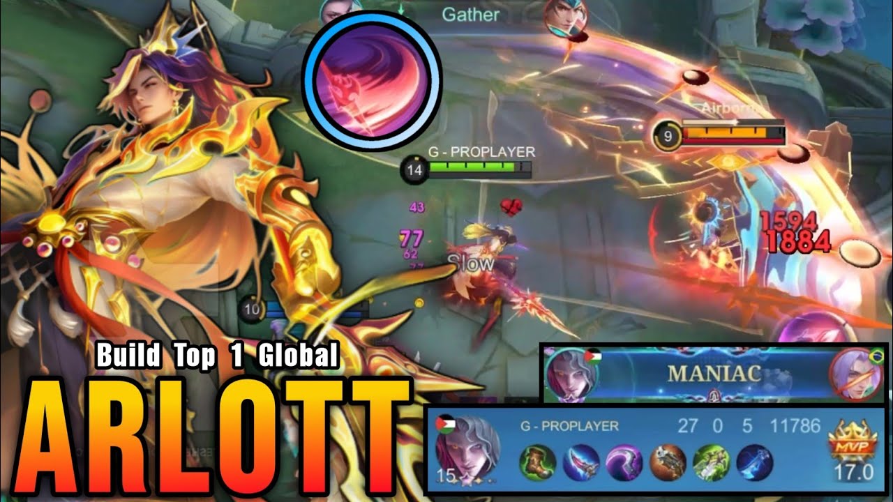27 Kills + MANIAC!! Arlott Brutal Damage (INSTANT DELETE) - Build Top 1 Global Arlott ~ MLBB background