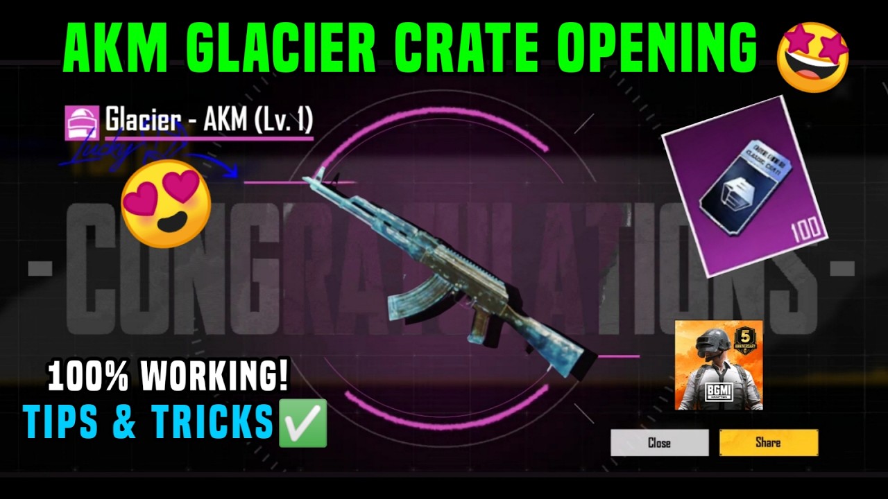 AKM GLACIER CRATE OPENING TRICK / HOW TO GET AKM GLACIER SKIN / BGMI ME AKM GLACIER KAISE NIKALE background