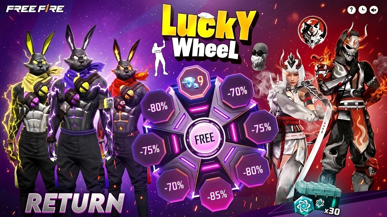 Next Lucky Wheel Event Free Fire🥳🤯l Free Fire New Event l Ff New Event l Bunny Bundle Return Confirm background