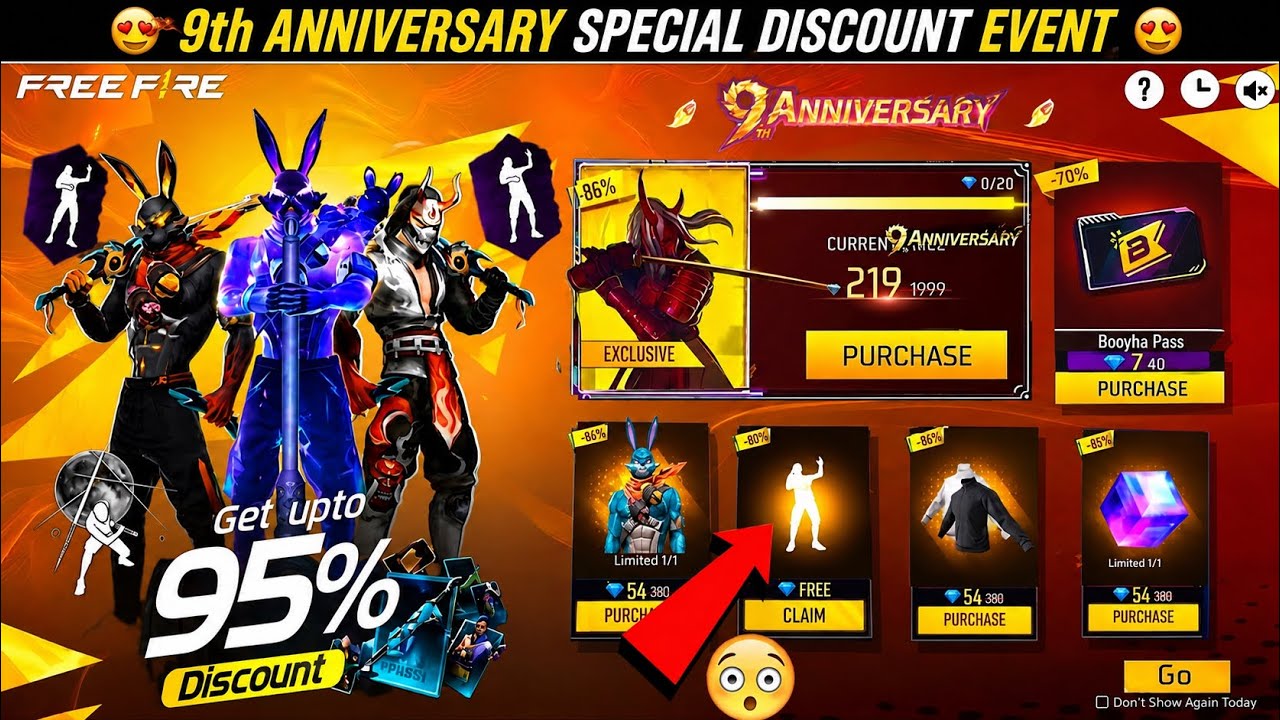Lol Emote + Next Mystery Shop Event 9th Anniversary đ 9th Anniversary Free Rewards | FF New Event background