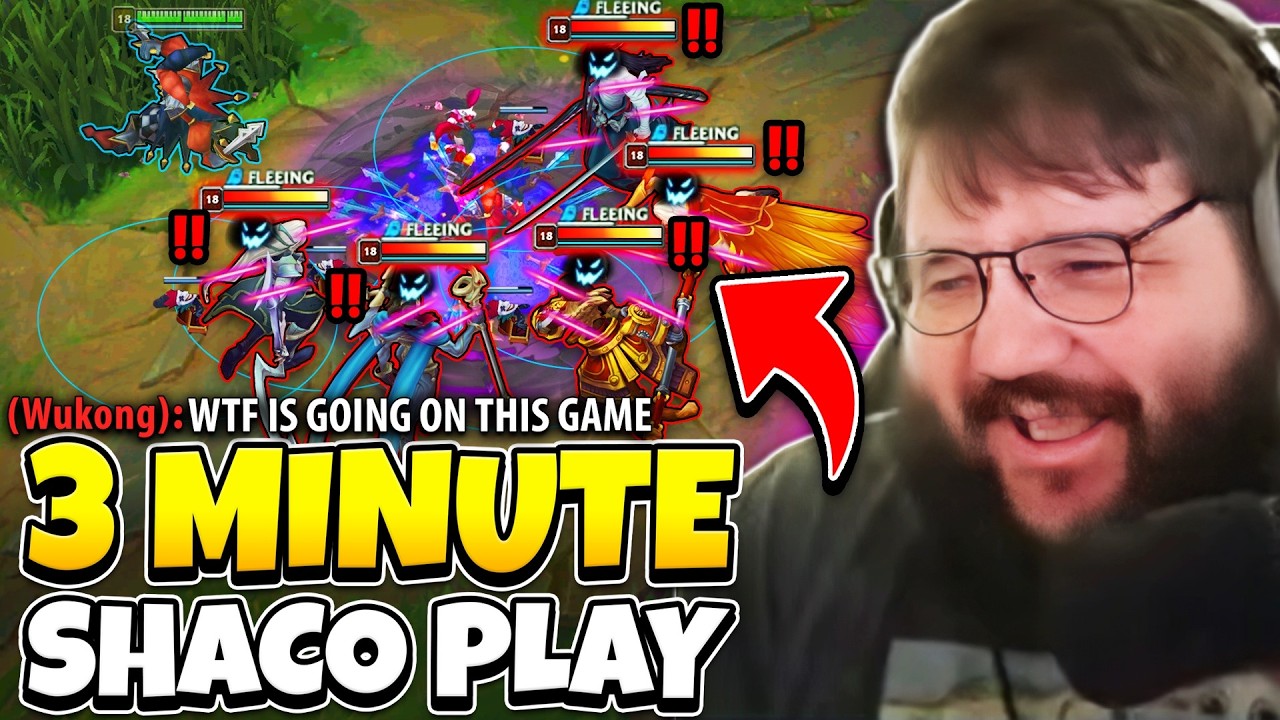 THE LONGEST SHACO OUTPLAY YOU'LL EVER SEE! (PLAY LASTED 3 MINUTES LOL) background