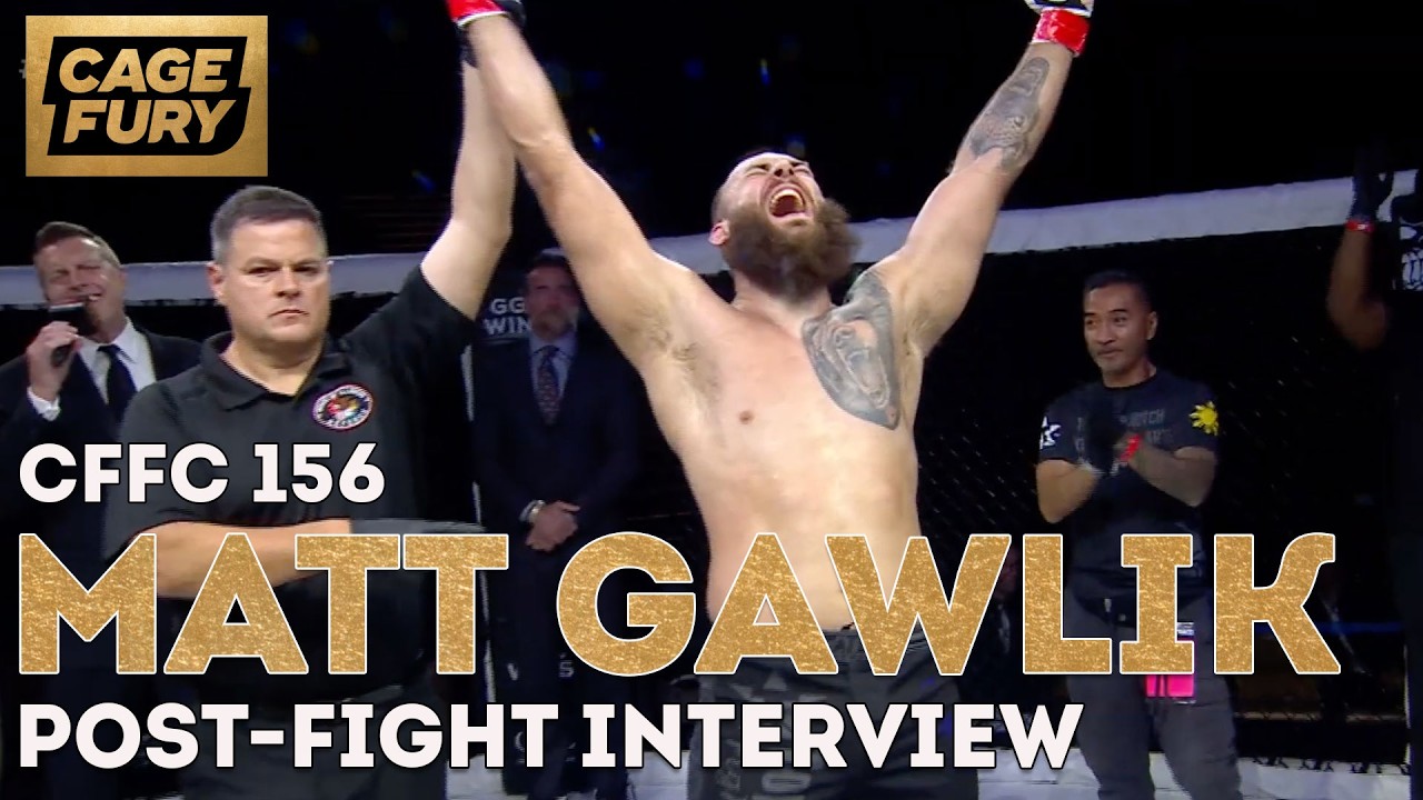 Matt Gawlik post-fight interview at CFFC 156 background