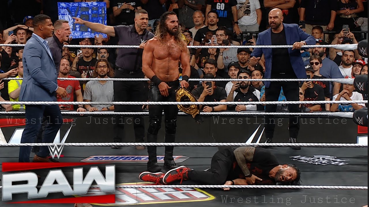Seth Rollins Attack Roman Reigns & Challenge Him For World Title Match WWE Raw 2026 Highlights background