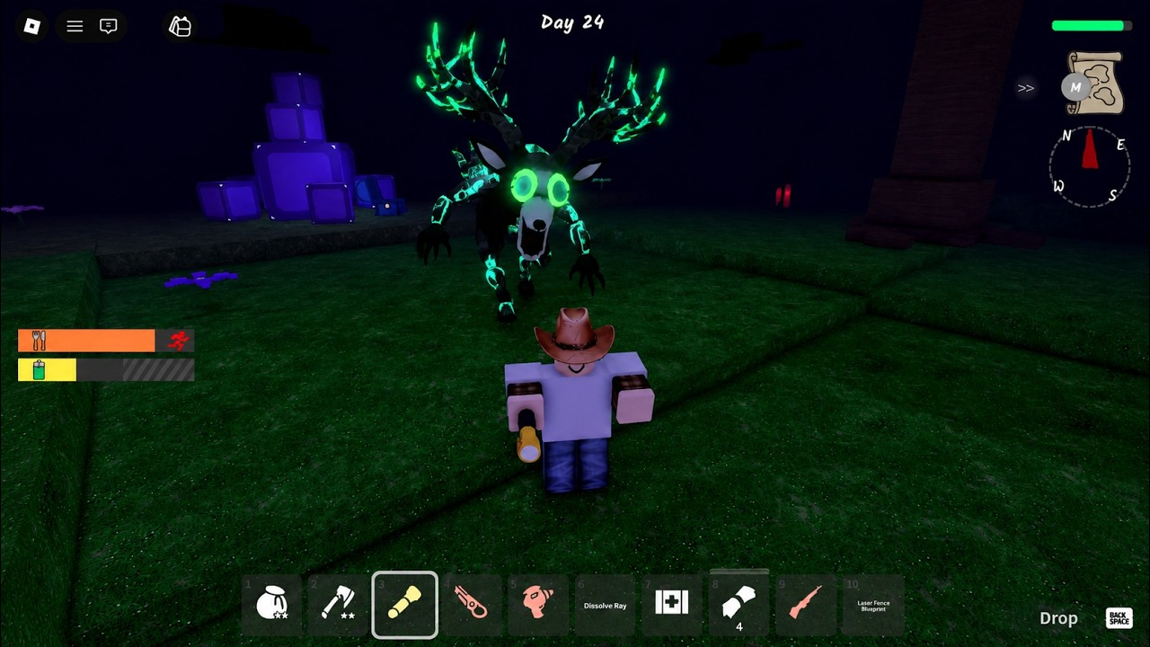 100 Days SOLO IN NEW UPDATE ALIENS REVENGE in 99 Nights in The Forest ROBLOX! background