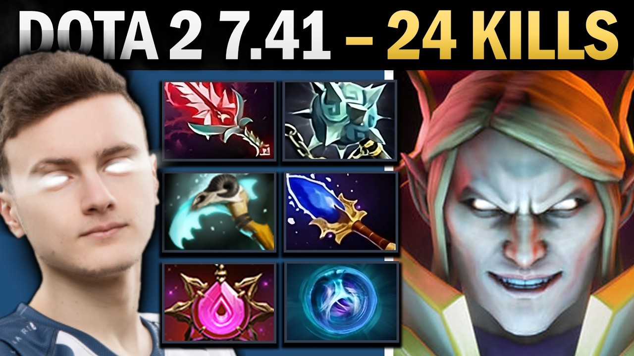 Invoker Dota 2 7.41 with 24 Kills and Bloodthorn - Dota Gameplay background