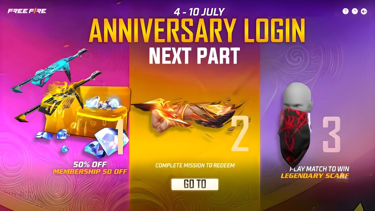 Membership 50% Off 💥 Free Fist Skin & Free Scarf Skin Event 🤯🥳| free fire new event | ff new event background