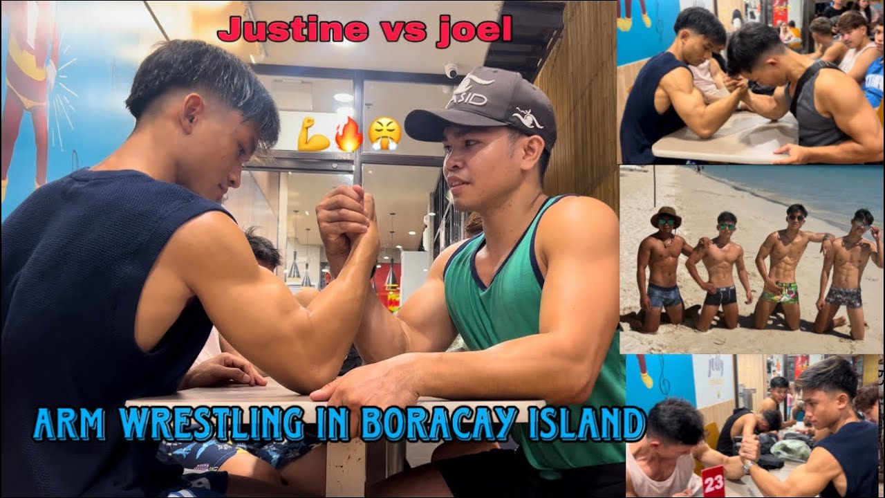 Arm wrestling with myfamous strongest friends in boracay island 💪🏝️