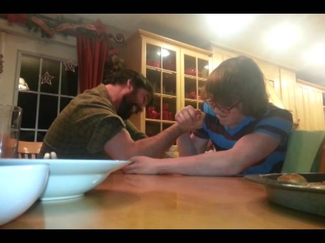 14 year old destroys 26 year old - Arm Wrestling backdrop