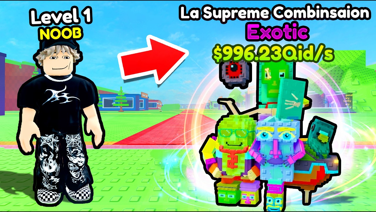 Starting OVER as NOOB with MAX LEVEL LA SUPREME COMBINASION in Become a Brainrot Roblox.. background