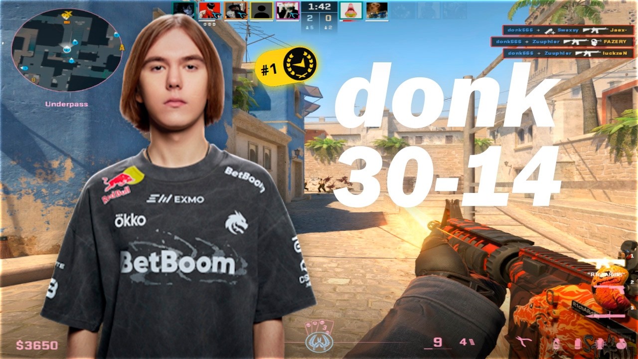donk (30-14) 5100 ELO - FACEIT TOP #1 | CS2 DEMO POV + VOICECOMMS background